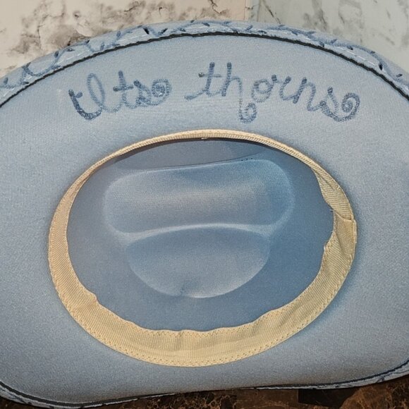 Custom Baby Blue Fedora burned Every Rose Has its Thorns - Picture 3 of 5